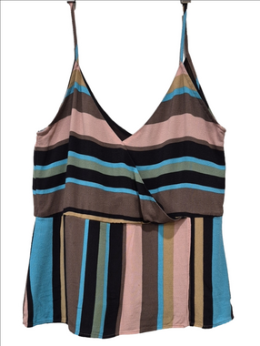 Zara Multicolor Striped Surplice Wrap Camisole Top - Size Medium (M